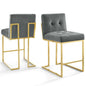 Privy Gold Stainless Steel Performance Velvet Counter Stool Set of 2, Velvet, Metal Steel, Gold Grey Gray, 19407