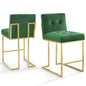 Privy Gold Stainless Steel Performance Velvet Counter Stool Set of 2, Velvet, Metal Steel, Gold Green, 19409