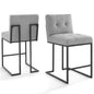 Privy Black Stainless Steel Upholstered Fabric Counter Stool Set of 2, Fabric, Metal Steel, Black Grey Gray, 19413