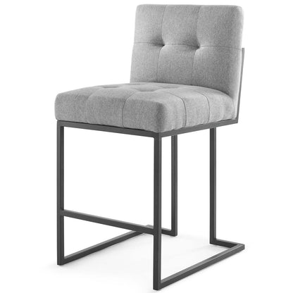 Privy Black Stainless Steel Upholstered Fabric Counter Stool Set of 2, Fabric, Metal Steel, Black Grey Gray, 19413