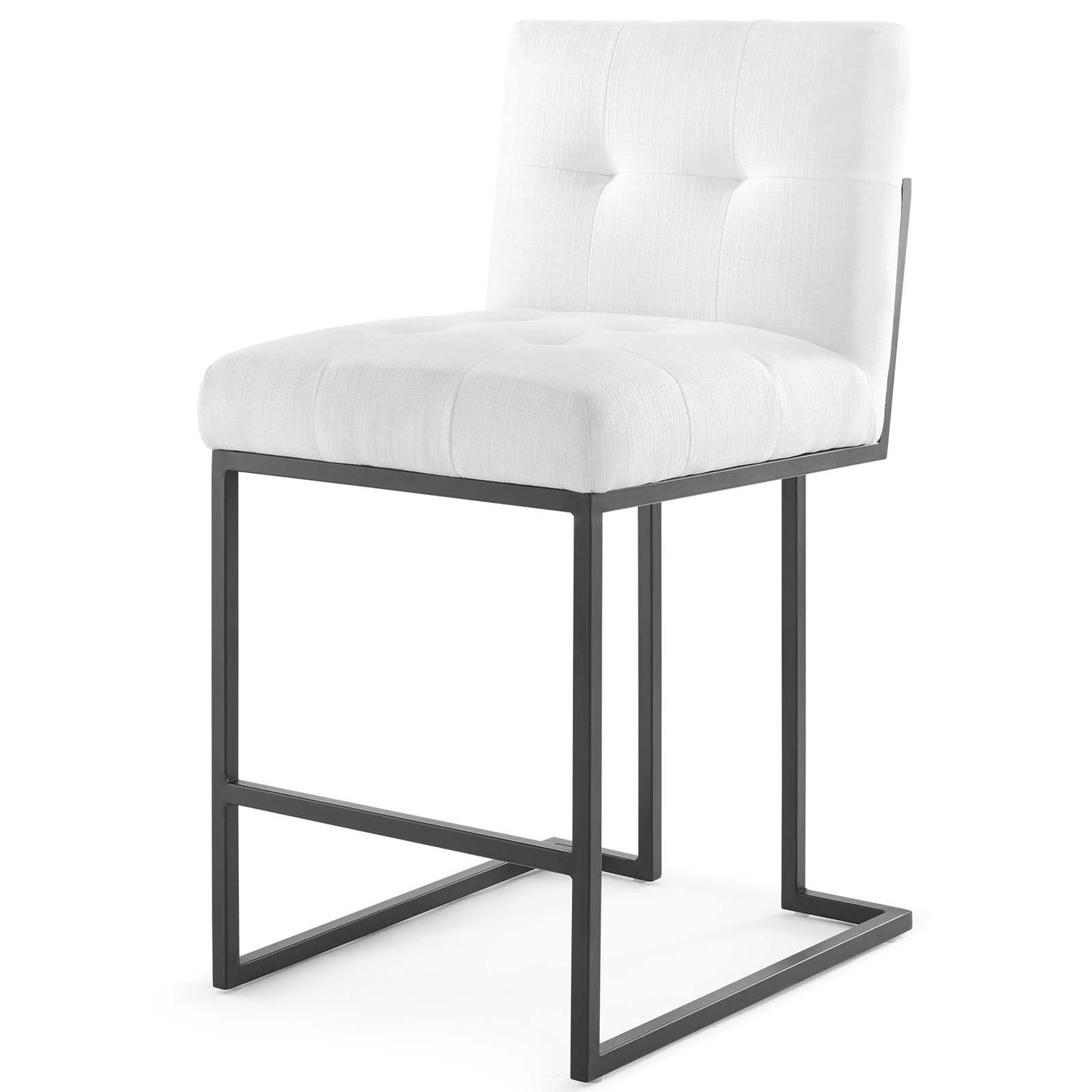 Privy Black Stainless Steel Upholstered Fabric Counter Stool Set of 2, Fabric, Metal Steel, Black White, 19414