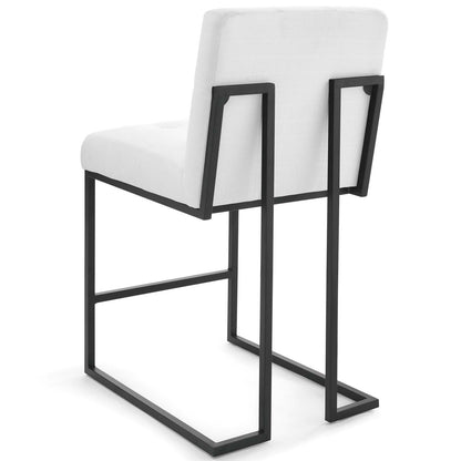Privy Black Stainless Steel Upholstered Fabric Counter Stool Set of 2, Fabric, Metal Steel, Black White, 19414