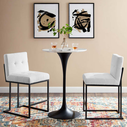 Privy Black Stainless Steel Upholstered Fabric Counter Stool Set of 2, Fabric, Metal Steel, Black White, 19414