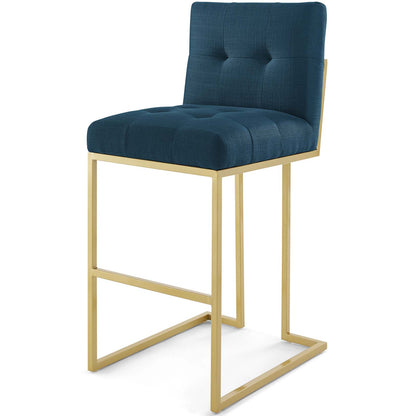 Privy Gold Stainless Steel Performance Velvet Bar Stool Set of 2, Velvet, Metal Steel, Gold Navy Blue, 19415