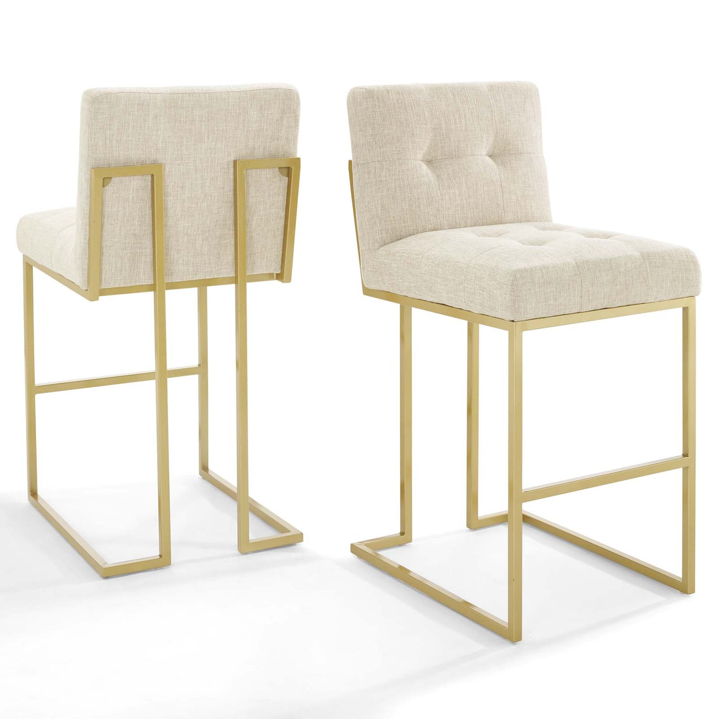 Privy Gold Stainless Steel Performance Velvet Bar Stool Set of 2, Velvet, Metal Steel, Gold Beige, 19416