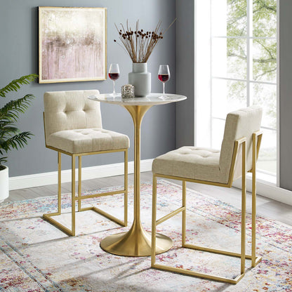 Privy Gold Stainless Steel Performance Velvet Bar Stool Set of 2, Velvet, Metal Steel, Gold Beige, 19416