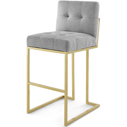 Privy Gold Stainless Steel Performance Velvet Bar Stool Set of 2, Velvet, Metal Steel, Gold Light Grey Gray, 19417
