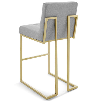 Privy Gold Stainless Steel Performance Velvet Bar Stool Set of 2, Velvet, Metal Steel, Gold Light Grey Gray, 19417
