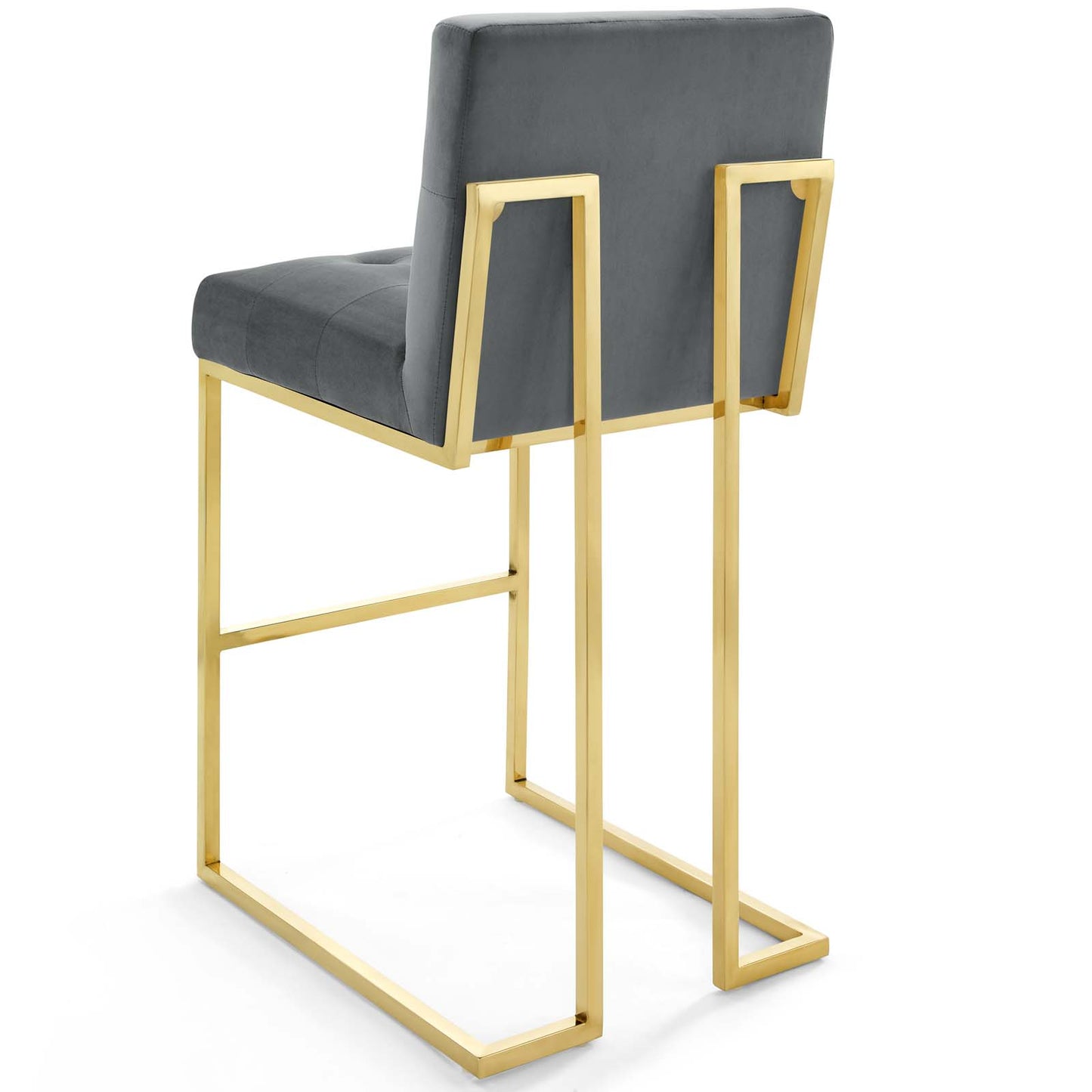 Privy Gold Stainless Steel Performance Velvet Bar Stool Set of 2, Velvet, Metal Steel, Gold Grey Gray, 19419