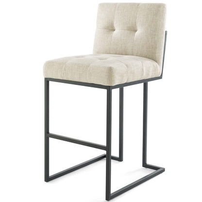 Privy Black Stainless Steel Upholstered Fabric Bar Stool Set of 2, Fabric, Metal Steel, Black Beige, 19424