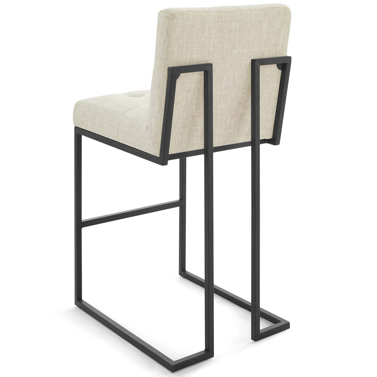 Privy Black Stainless Steel Upholstered Fabric Bar Stool Set of 2, Fabric, Metal Steel, Black Beige, 19424