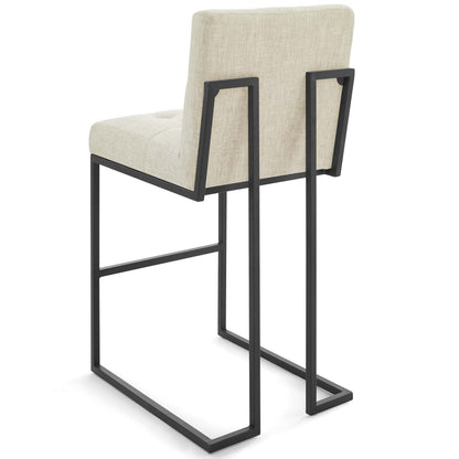 Privy Black Stainless Steel Upholstered Fabric Bar Stool Set of 2, Fabric, Metal Steel, Black Beige, 19424