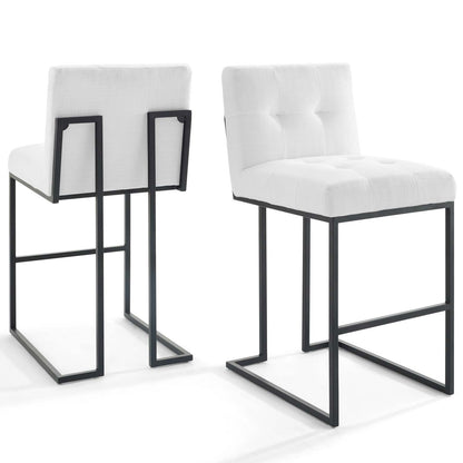 Privy Black Stainless Steel Upholstered Fabric Bar Stool Set of 2, Fabric, Metal Steel, Black White, 19426