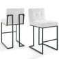 Privy Black Stainless Steel Upholstered Fabric Bar Stool Set of 2, Fabric, Metal Steel, Black White, 19426
