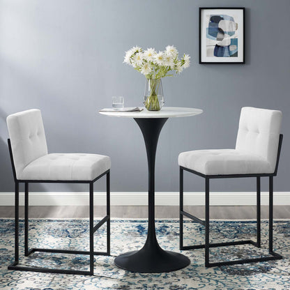 Privy Black Stainless Steel Upholstered Fabric Bar Stool Set of 2, Fabric, Metal Steel, Black White, 19426