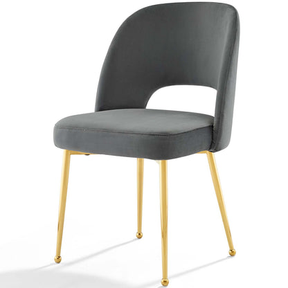 Rouse Dining Room Side Chair Set of 2, Velvet, Metal Steel, Dark Grey Gray, 19427