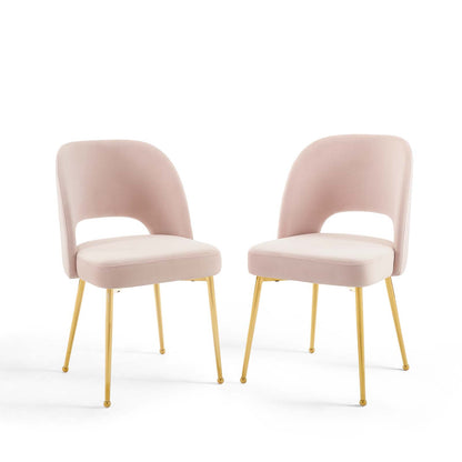 Rouse Dining Room Side Chair Set of 2, Velvet, Metal Steel, Pink, 19429