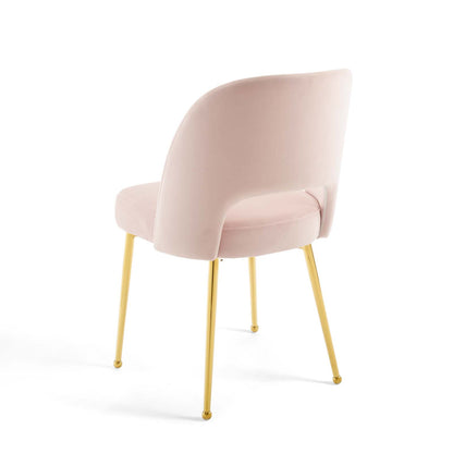 Rouse Dining Room Side Chair Set of 2, Velvet, Metal Steel, Pink, 19429