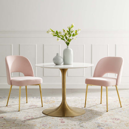 Rouse Dining Room Side Chair Set of 2, Velvet, Metal Steel, Pink, 19429