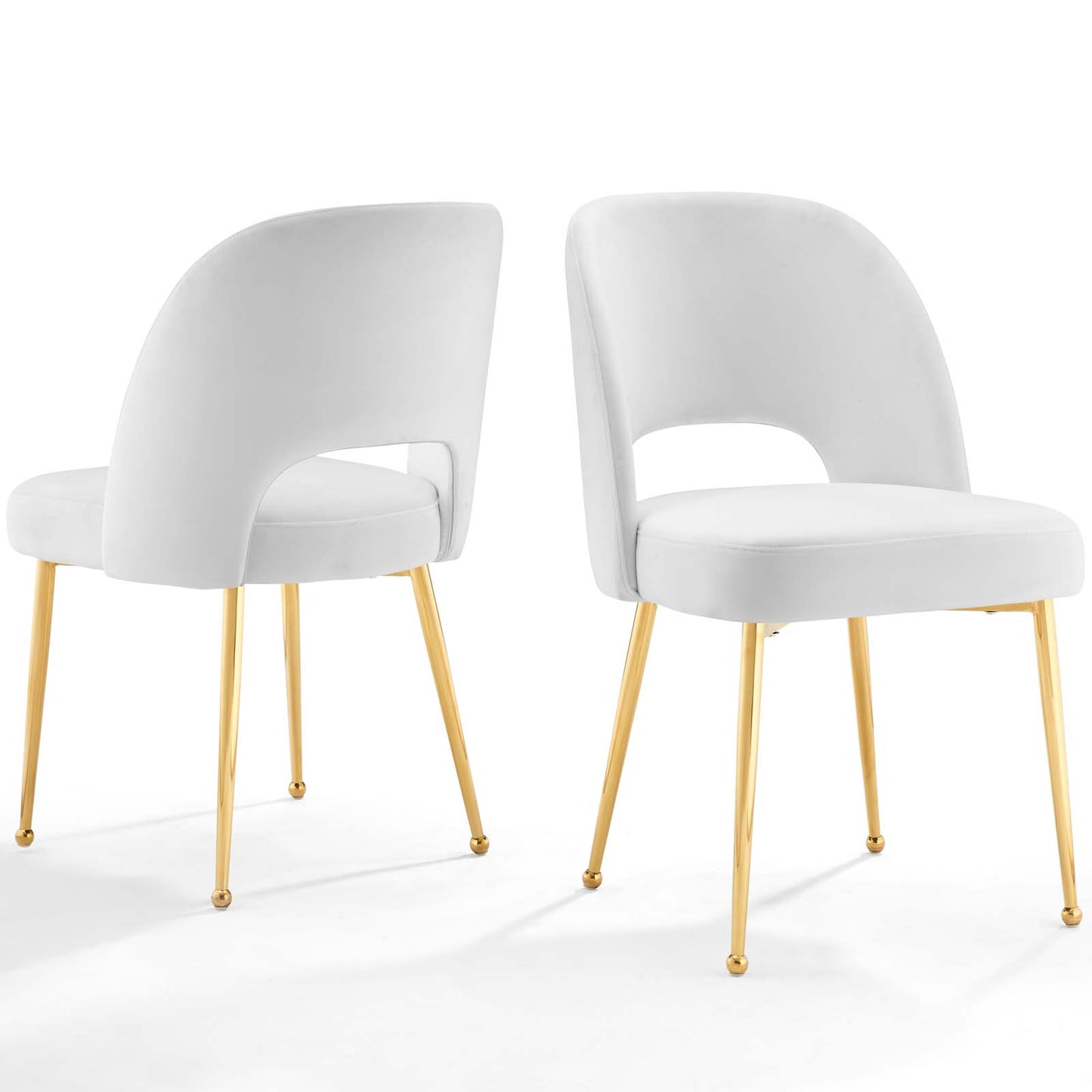 Rouse Dining Room Side Chair Set of 2, Velvet, Metal Steel, White, 19430