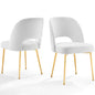 Rouse Dining Room Side Chair Set of 2, Velvet, Metal Steel, White, 19430