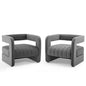 Range Tufted Performance Velvet Accent Armchair Set of 2, Velvet, Dark Grey Gray, 19431