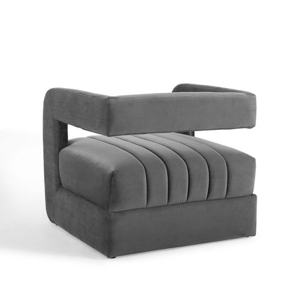 Range Tufted Performance Velvet Accent Armchair Set of 2, Velvet, Dark Grey Gray, 19431