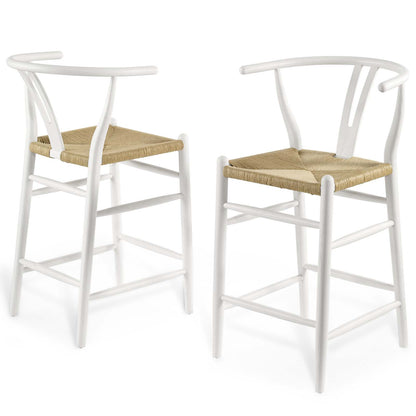 Amish Wood Counter Stool Set of 2, Wood, White, 19436