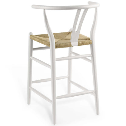 Amish Wood Counter Stool Set of 2, Wood, White, 19436