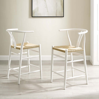 Amish Wood Counter Stool Set of 2, Wood, White, 19436