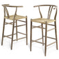 Amish Wood Bar Stool Set of 2, Wood, Grey Gray, 19437