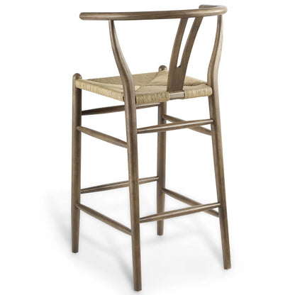 Amish Wood Bar Stool Set of 2, Wood, Grey Gray, 19437