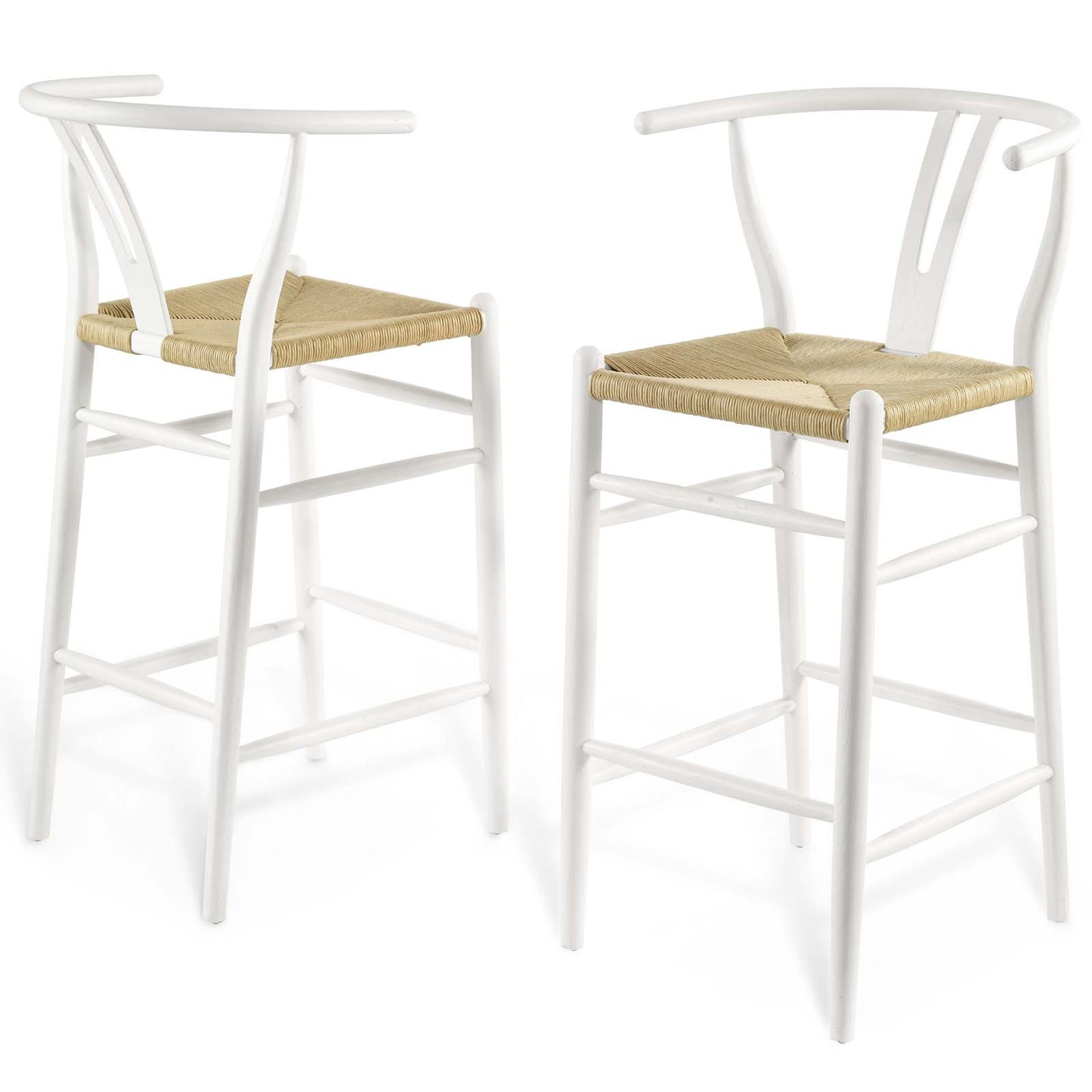 Amish Wood Bar Stool Set of 2, Wood, White, 19438
