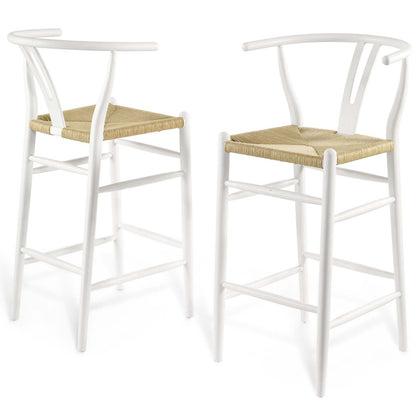 Amish Wood Bar Stool Set of 2, Wood, White, 19438