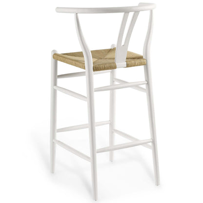 Amish Wood Bar Stool Set of 2, Wood, White, 19438