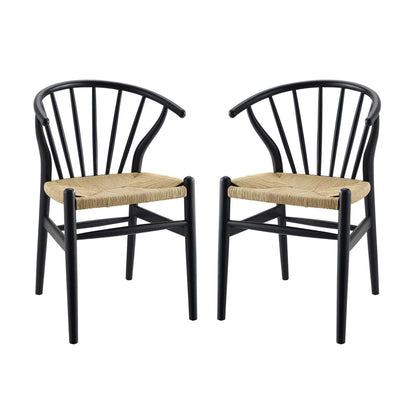 Flourish Spindle Wood Dining Side Chair Set of 2, Wood, Black, 19439