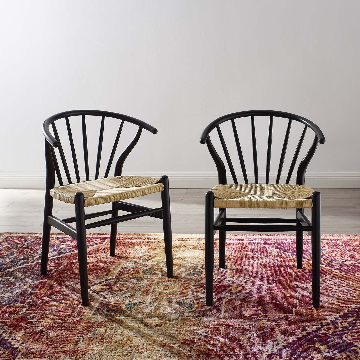 Flourish Spindle Wood Dining Side Chair Set of 2, Wood, Black, 19439