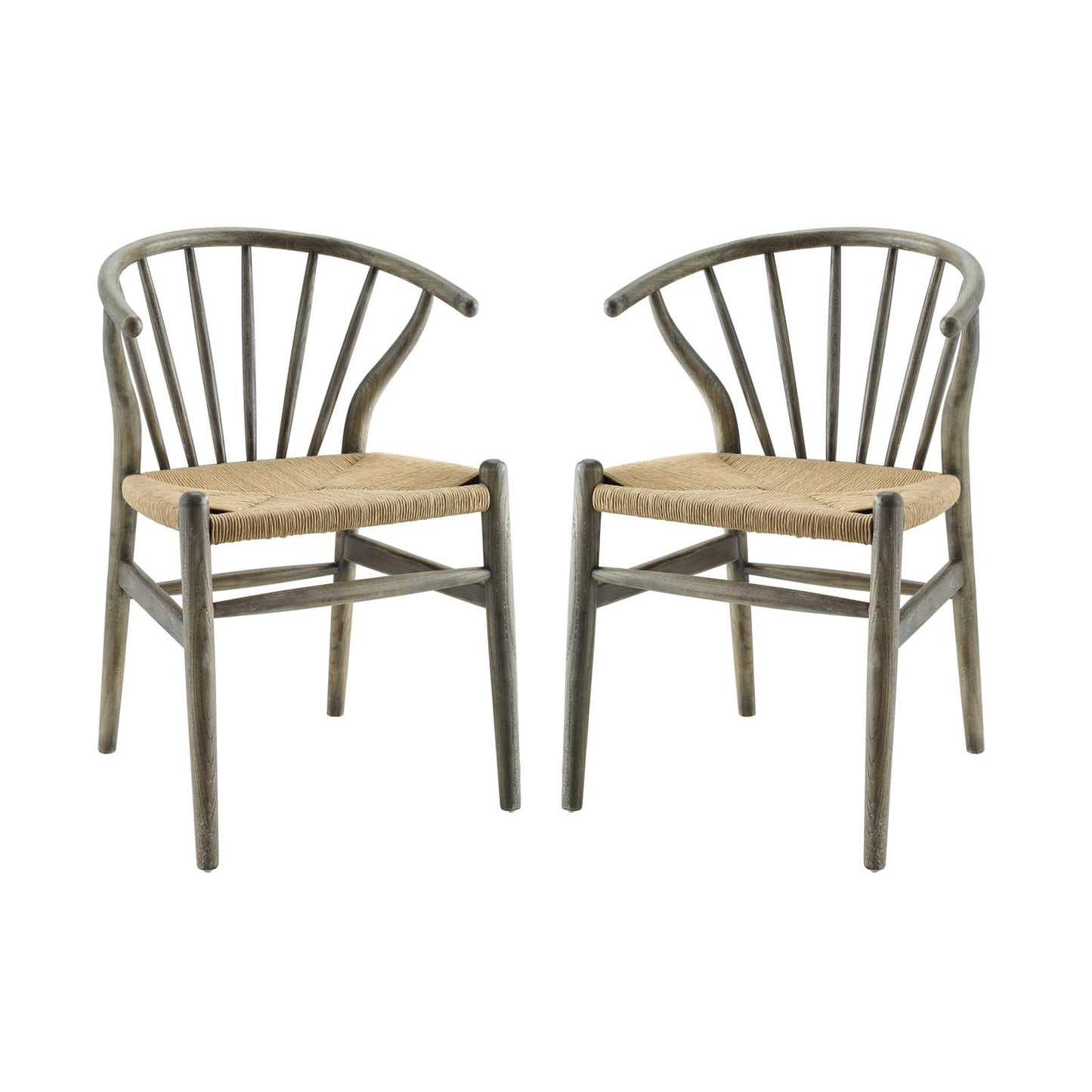 Flourish Spindle Wood Dining Side Chair Set of 2, Wood, Grey Gray, 19440