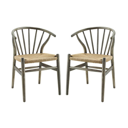 Flourish Spindle Wood Dining Side Chair Set of 2, Wood, Grey Gray, 19440