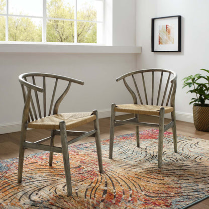 Flourish Spindle Wood Dining Side Chair Set of 2, Wood, Grey Gray, 19440