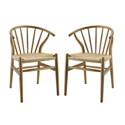 Flourish Spindle Wood Dining Side Chair Set of 2, Wood, Brown Natural, 19441