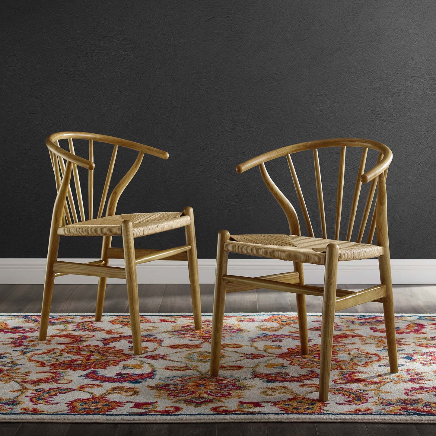 Flourish Spindle Wood Dining Side Chair Set of 2, Wood, Brown Natural, 19441