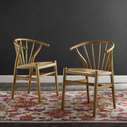 Flourish Spindle Wood Dining Side Chair Set of 2, Wood, Brown Natural, 19441