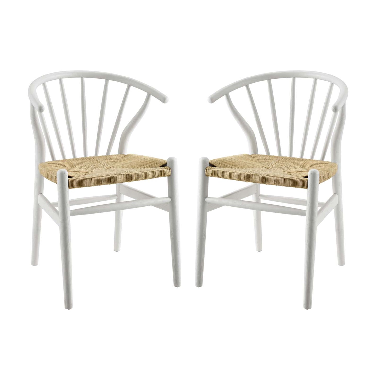 Flourish Spindle Wood Dining Side Chair Set of 2, Wood, White, 19442