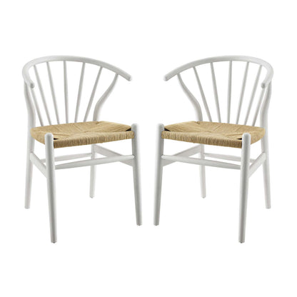 Flourish Spindle Wood Dining Side Chair Set of 2, Wood, White, 19442