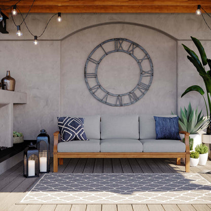 Marina Outdoor Patio Teak Sofa, Wood, Brown Natural Grey Gray, 19443