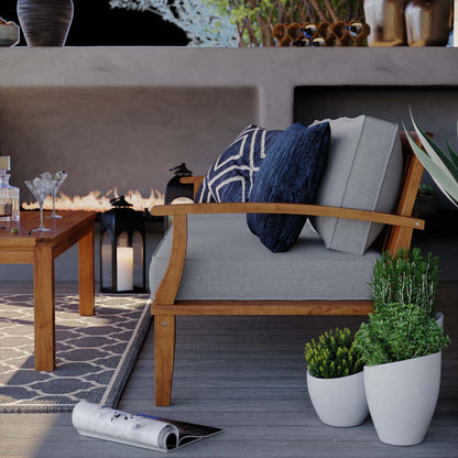 Marina Outdoor Patio Teak Sofa, Wood, Brown Natural Grey Gray, 19443