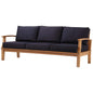 Marina Outdoor Patio Teak Sofa, Wood, Brown Natural Blue Navy, 19444