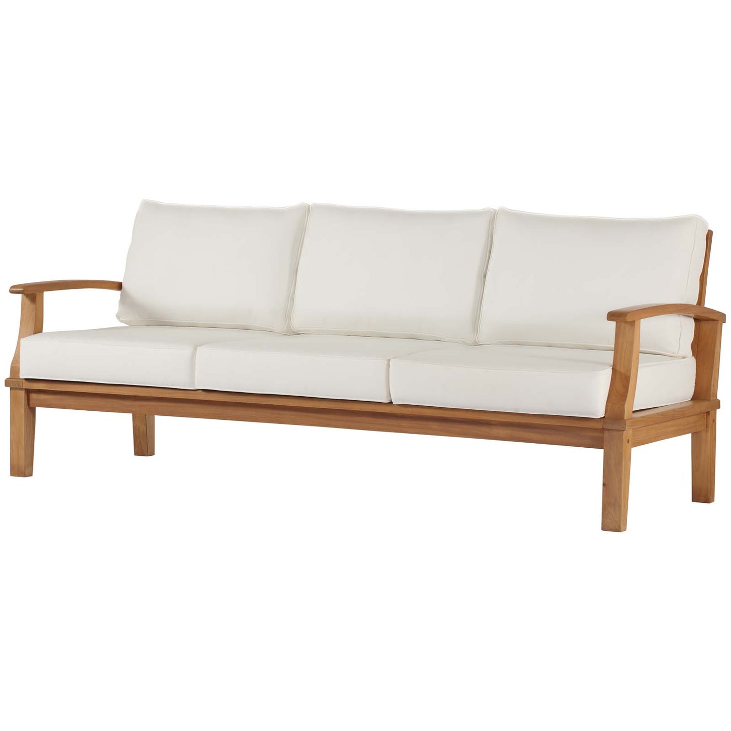 Marina Outdoor Patio Teak Sofa, Wood, Brown Natural White, 19445