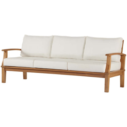 Marina Outdoor Patio Teak Sofa, Wood, Brown Natural White, 19445